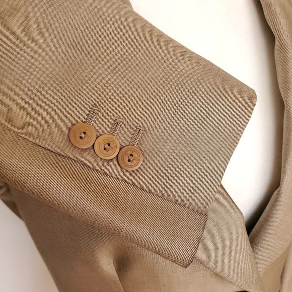 Giorgio Armani Wool Silk Blazer Womens Size 38 Beige Tan Lined Jacket 2 Button - Picture 15 of 16